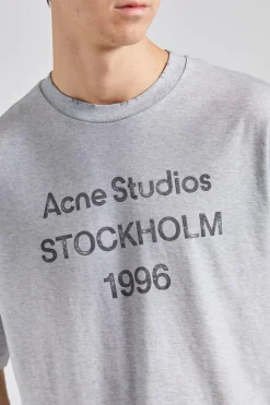 Logo T-shirt - Relaxed Unisex Fit Pale Grey Melange FN-UX-TSHI000017