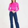 Long Sleeve Wrap Top Fuchsia