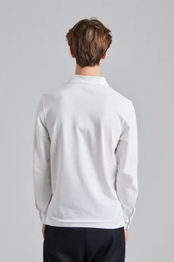 LS Pique Polo Shirt White