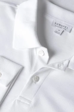 LS Pique Polo Shirt White