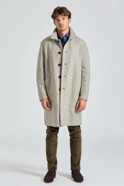 Men Mac Coat Pressed Wool Natural Casha