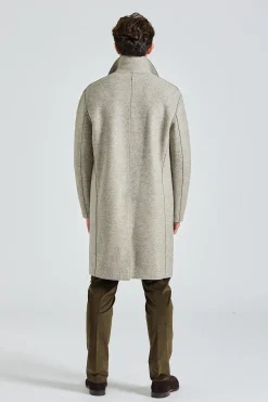Men Mac Coat Pressed Wool Natural Casha