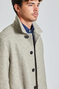 Men Mac Coat Pressed Wool Natural Casha
