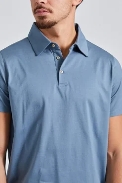 Mercerized Cotton Polo Shirt Blue