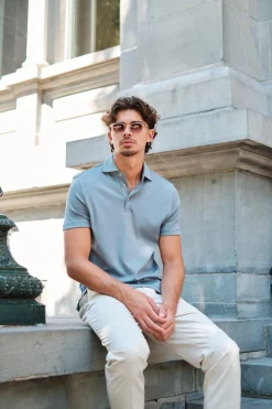 Mercerized Cotton Polo Shirt Blue
