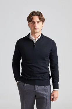Merino Extrafine Half Zip Black
