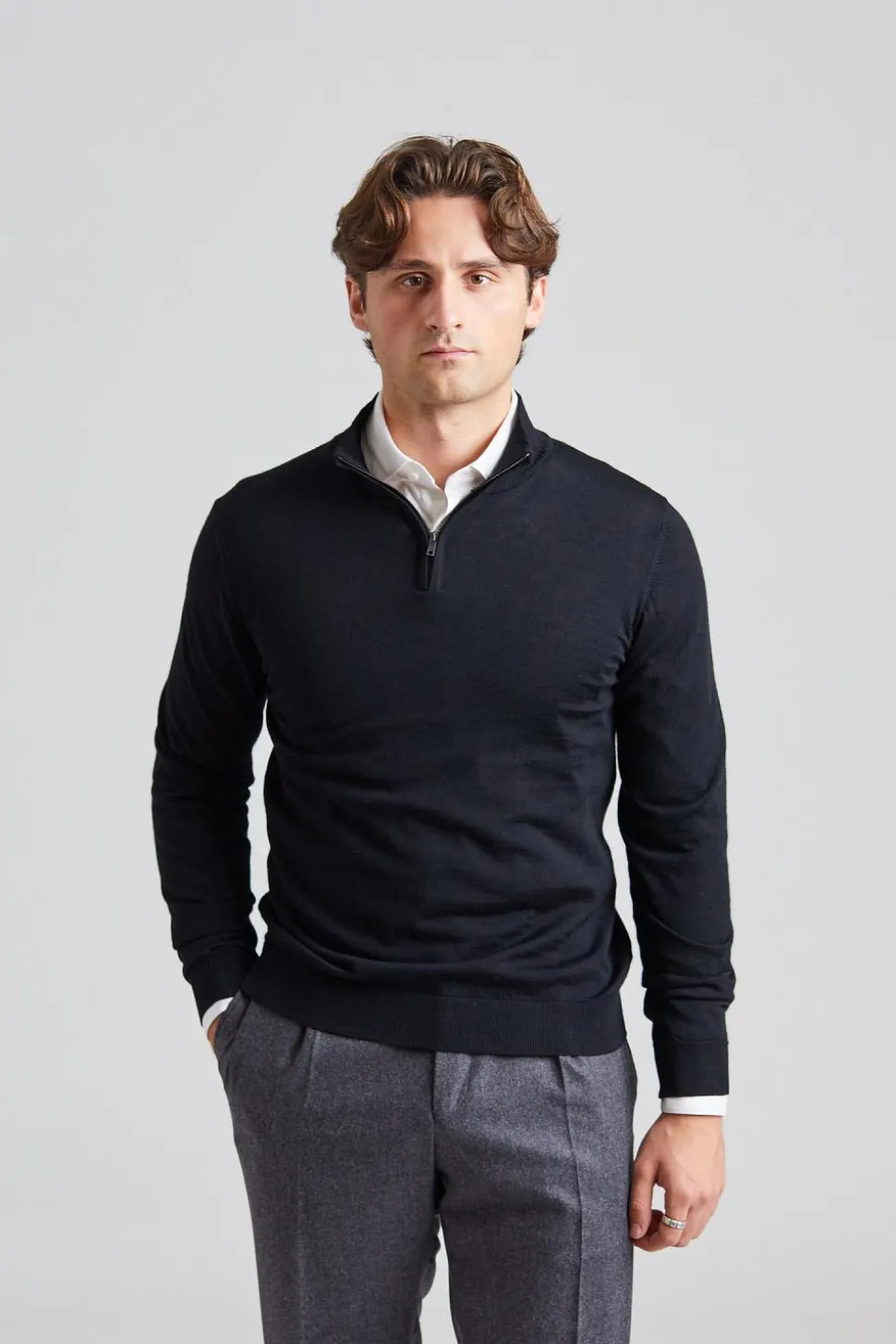 Merino Extrafine Half Zip Black