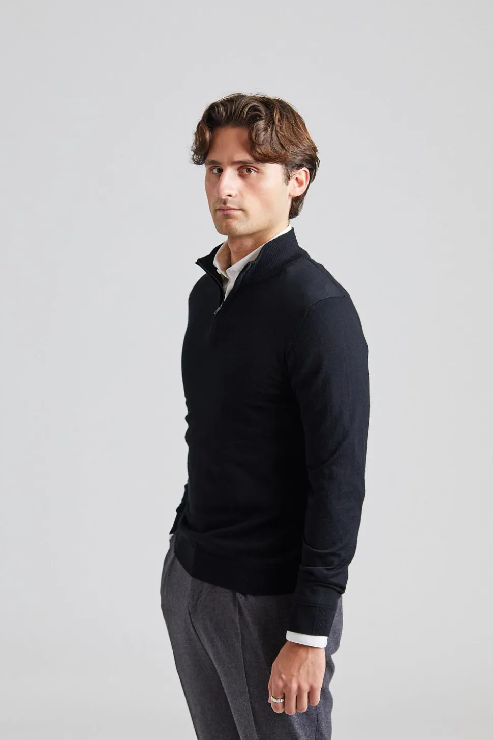 Merino Extrafine Half Zip Black