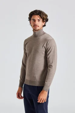 Merino Høy Hals Beige Mel