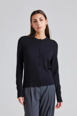 Merino Short Cardigan Black