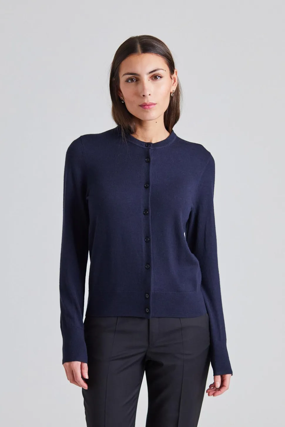 Merino Short Cardigan Navy