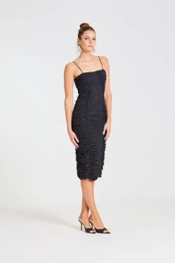 Mesh Midi Dress Black