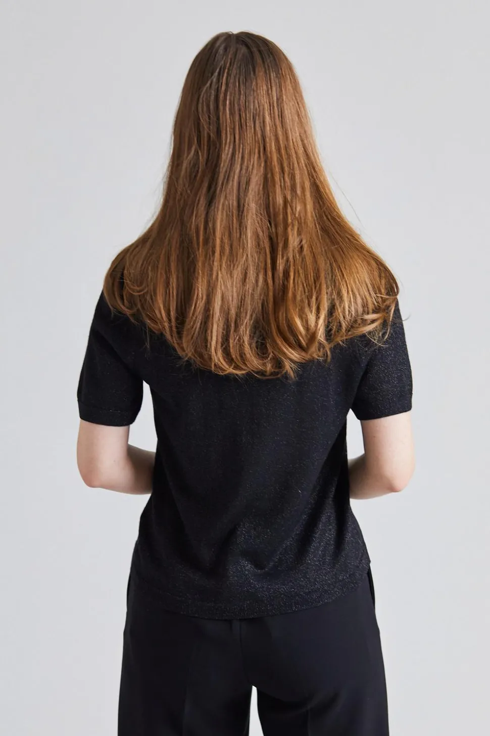 Metallic Wool Tee Jet Black