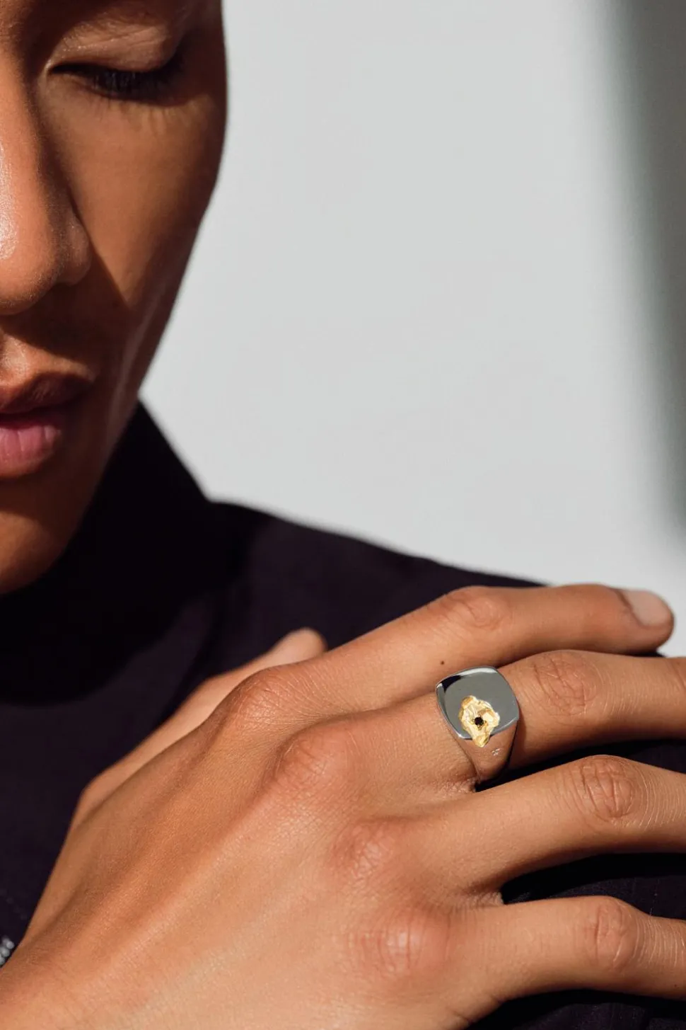 Mined Ring Large Black Diamond
