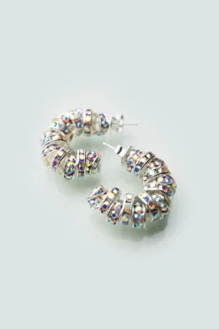 Mini Diamond Hoops Silver