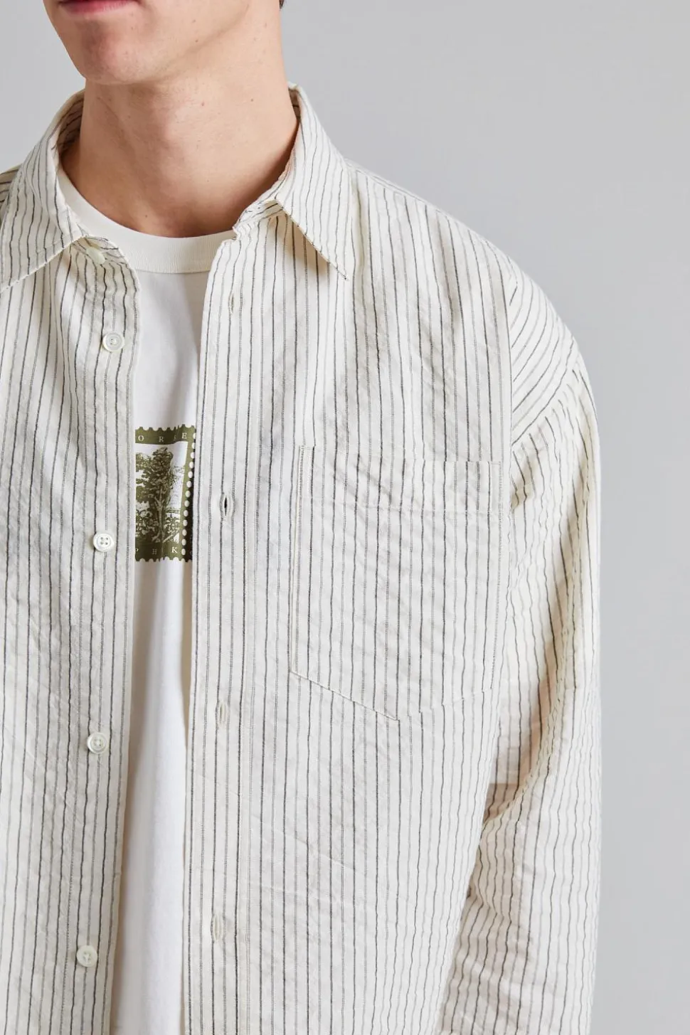 Mo Oversized Striped Shirt Chestnut