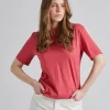 Mock Neck Tee Light Raspberry