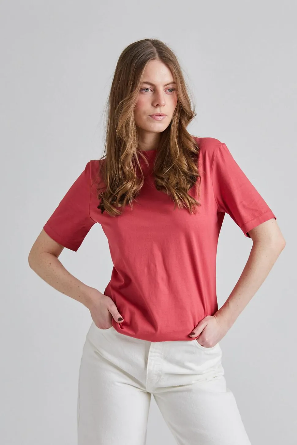 Mock Neck Tee Light Raspberry