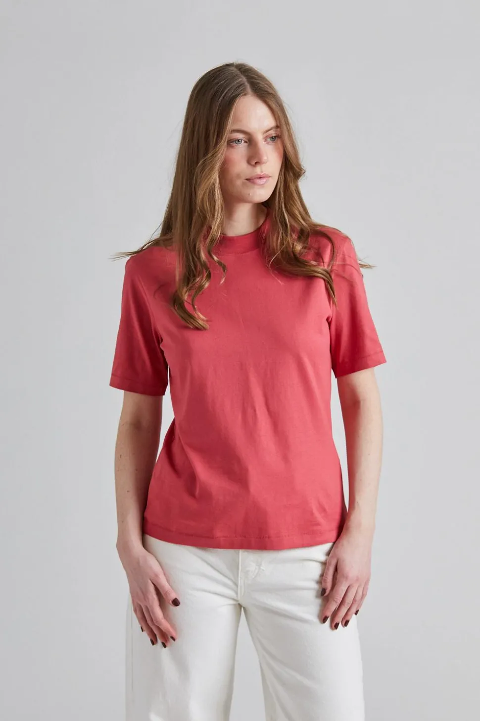 Mock Neck Tee Light Raspberry