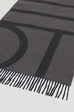 Monogram Jacquard Wool Scarf Charcoal Melange