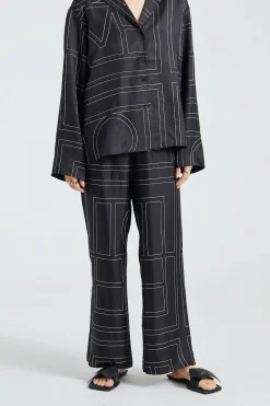 Monogram Silk PJ Bottoms Black