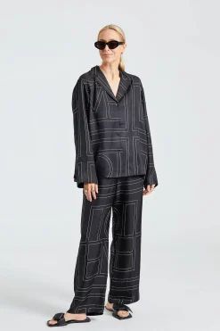 Monogram Silk PJ Bottoms Black