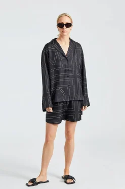 Monogram Silk PJ Shorts Black
