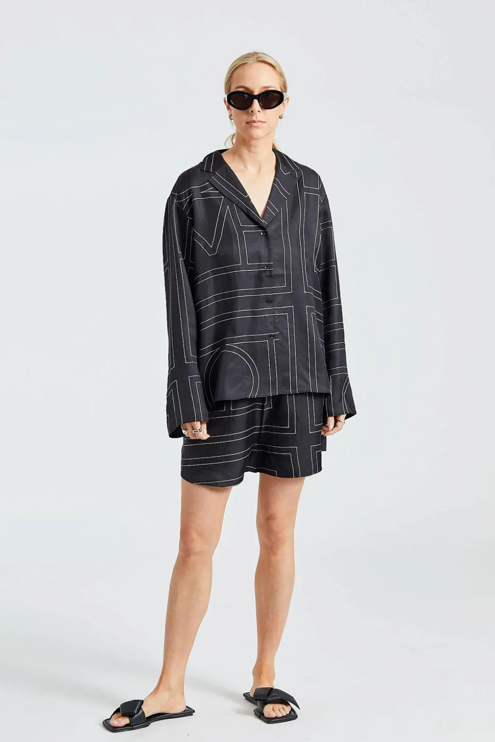 Monogram Silk PJ Shorts Black