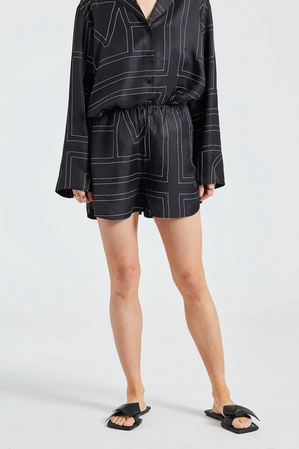 Monogram Silk PJ Shorts Black