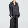 Monogram Silk PJ Top Black