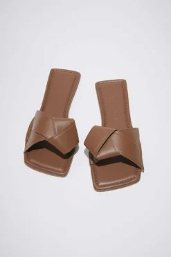 Musubi Leather Sandal Camel Brown FN-WN-SHOE000702