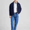 Navy Boucle Wool Zip Fleece Jacket