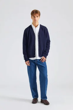 Norse Standard Merino Lambswool Cardigan Dark Navy