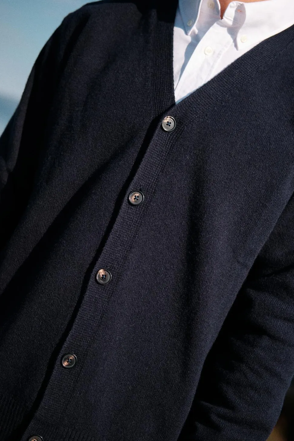 Norse Standard Merino Lambswool Cardigan Dark Navy