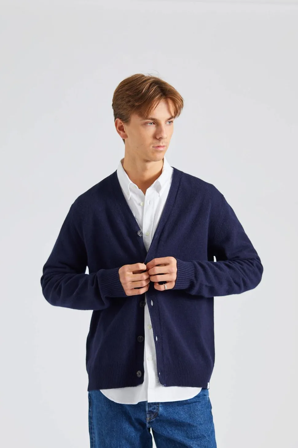 Norse Standard Merino Lambswool Cardigan Dark Navy
