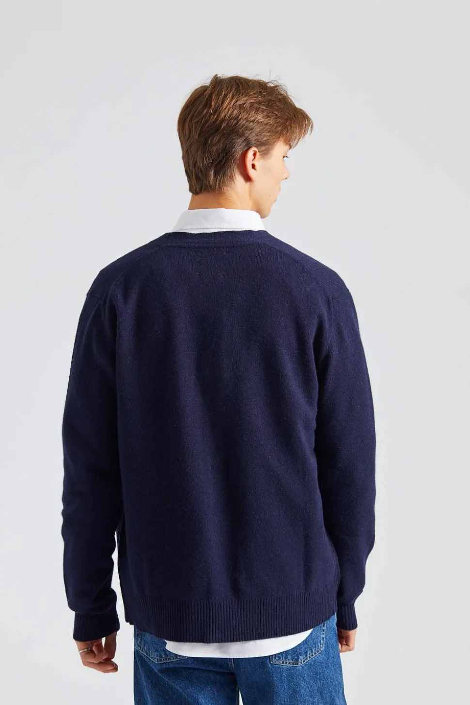 Norse Standard Merino Lambswool Cardigan Dark Navy