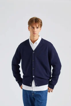 Norse Standard Merino Lambswool Cardigan Dark Navy