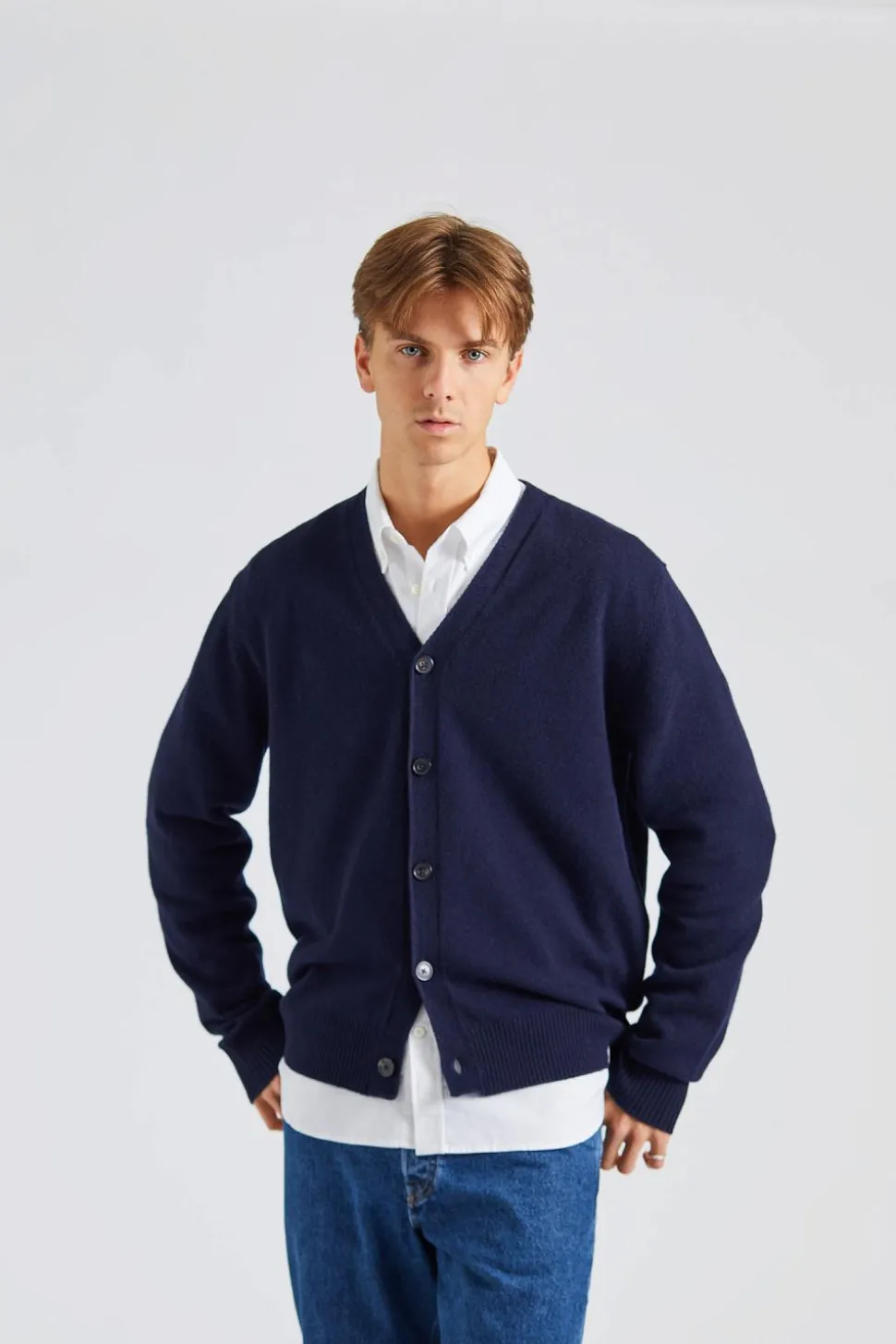Norse Standard Merino Lambswool Cardigan Dark Navy