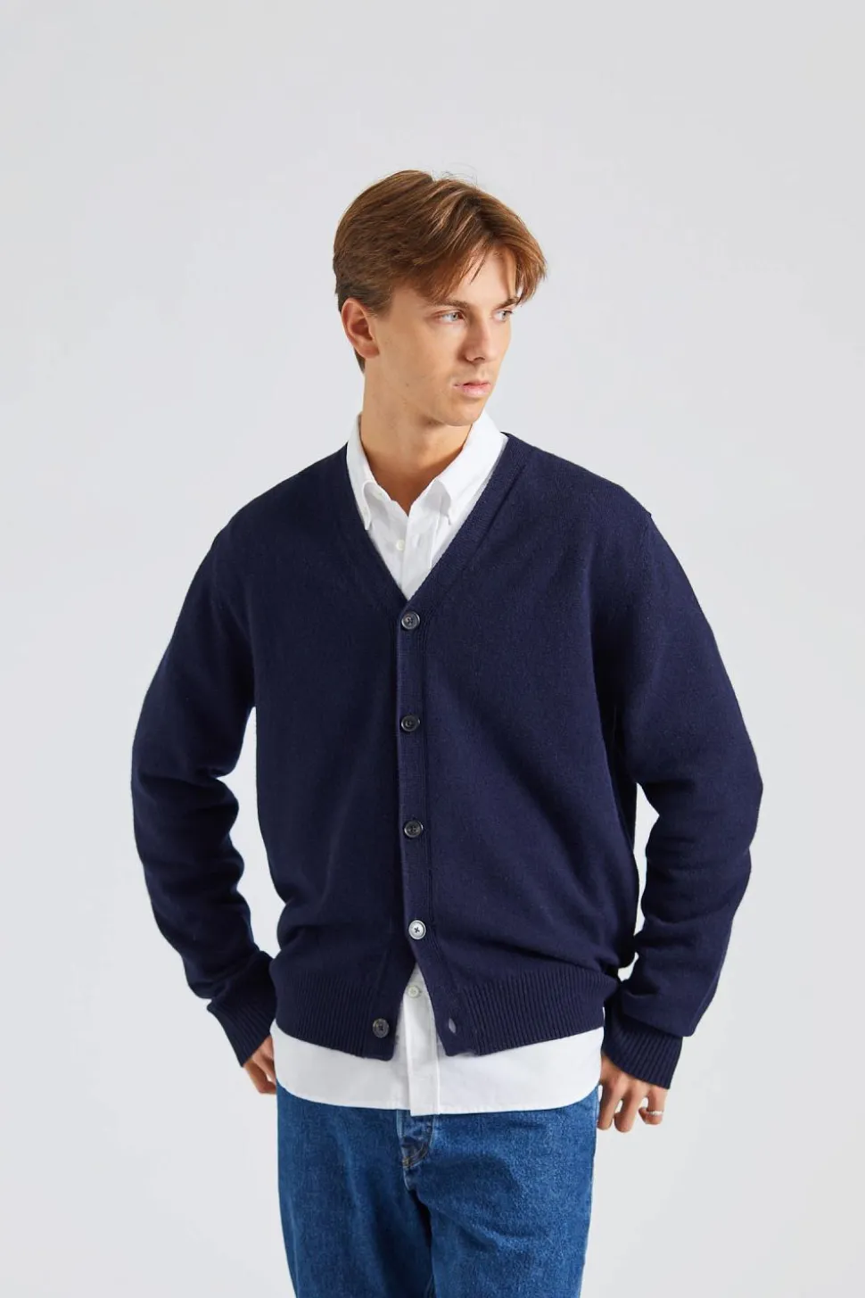 Norse Standard Merino Lambswool Cardigan Dark Navy