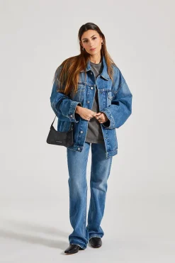 Oversized Denim Jacket Mid Blue FN-UX-OUTW000013