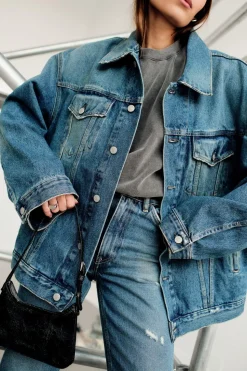 Oversized Denim Jacket Mid Blue FN-UX-OUTW000013