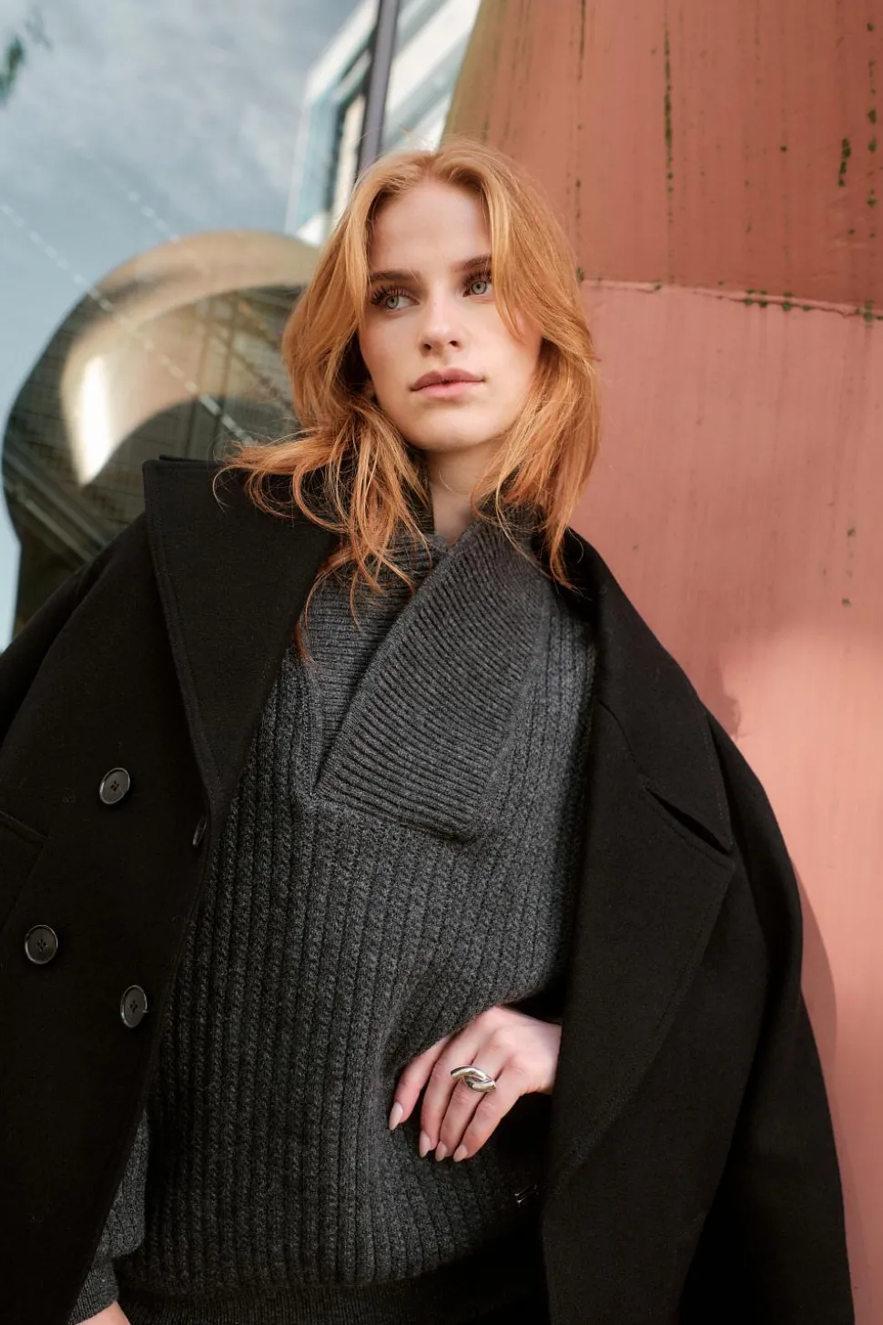 Oversized Pea Coat Black
