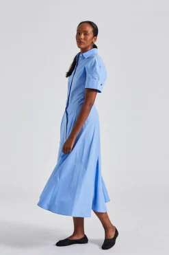 Panelled Shirt Dress Oxford Blue