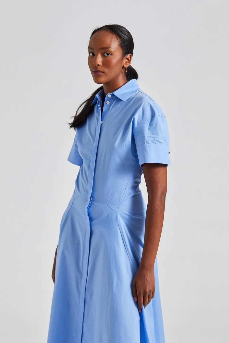 Panelled Shirt Dress Oxford Blue