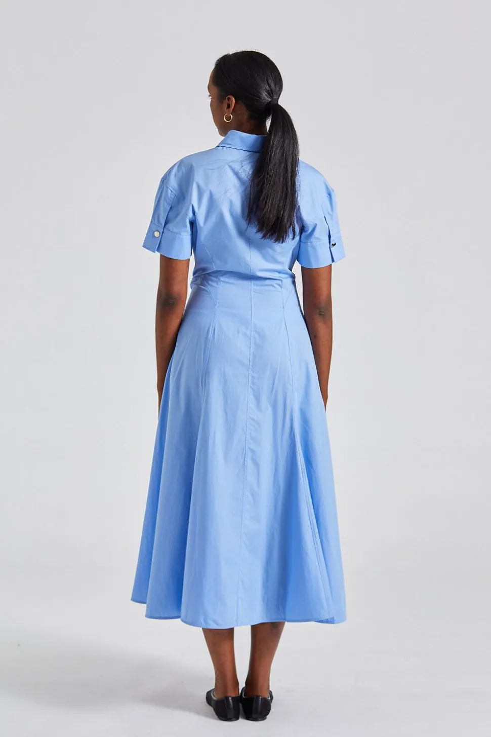 Panelled Shirt Dress Oxford Blue