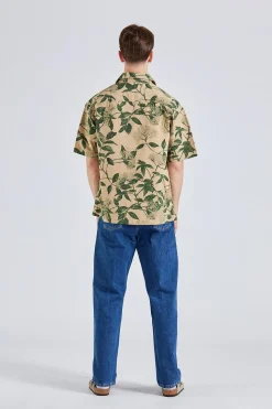 Pier Ripstop Flower Print Shirt Beige Mix