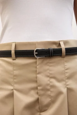 Pleated Midi Skirt Beige