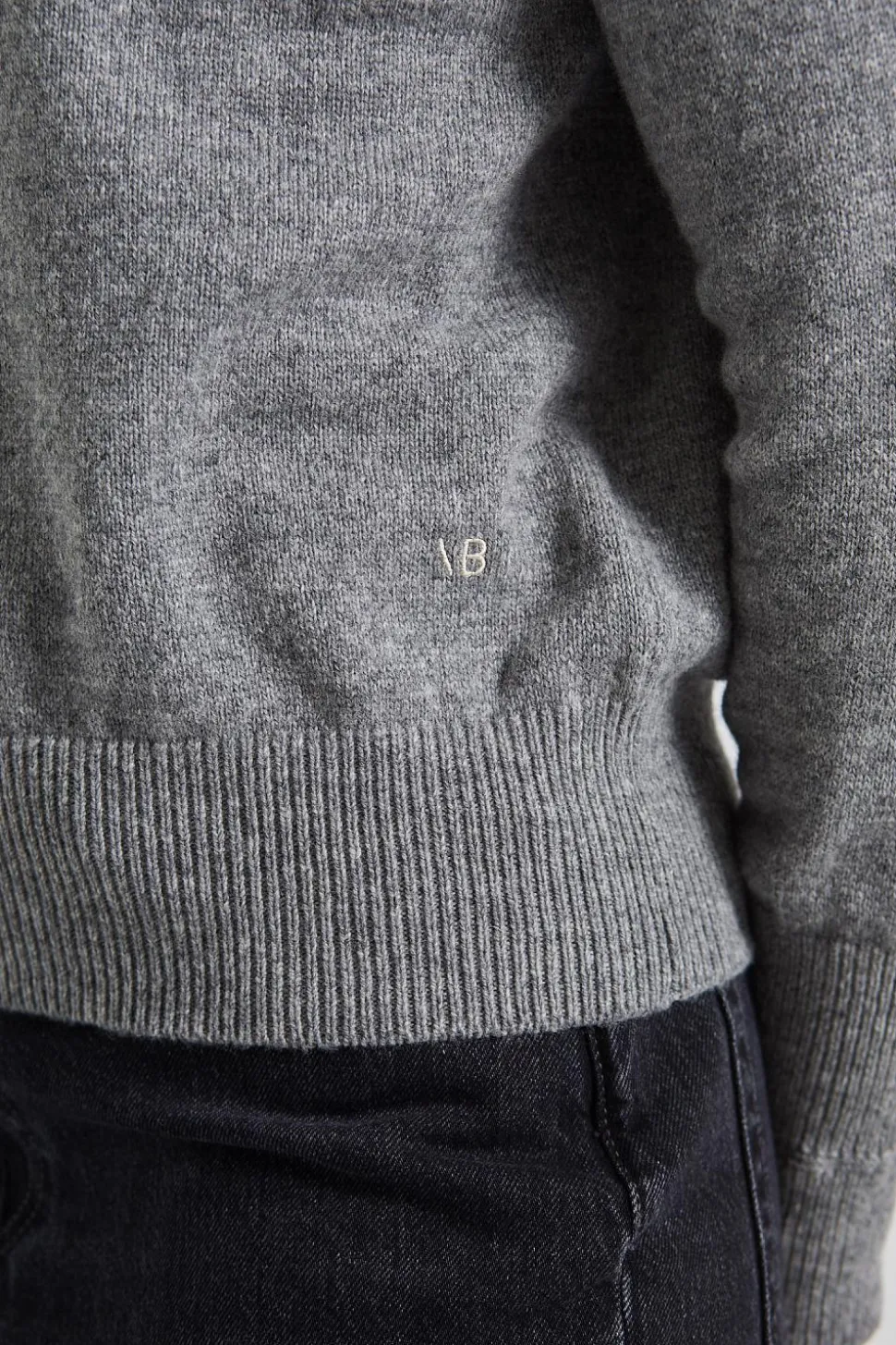 Polo Neck Jumper Grey Marl