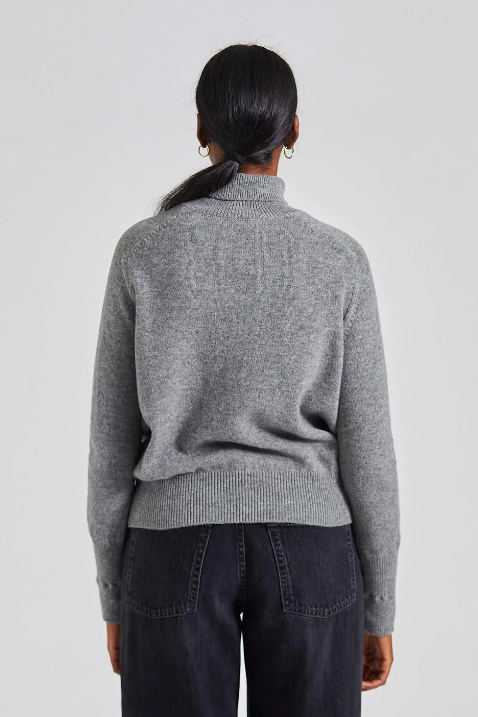 Polo Neck Jumper Grey Marl