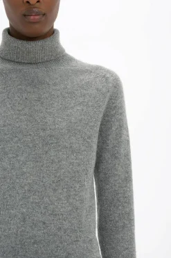 Polo Neck Jumper Grey Marl